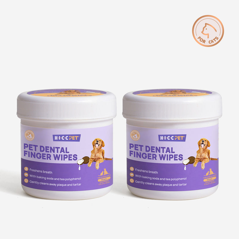 HICC Pet® Pet Dental Finger Wipes For Cats, Bundle of 2