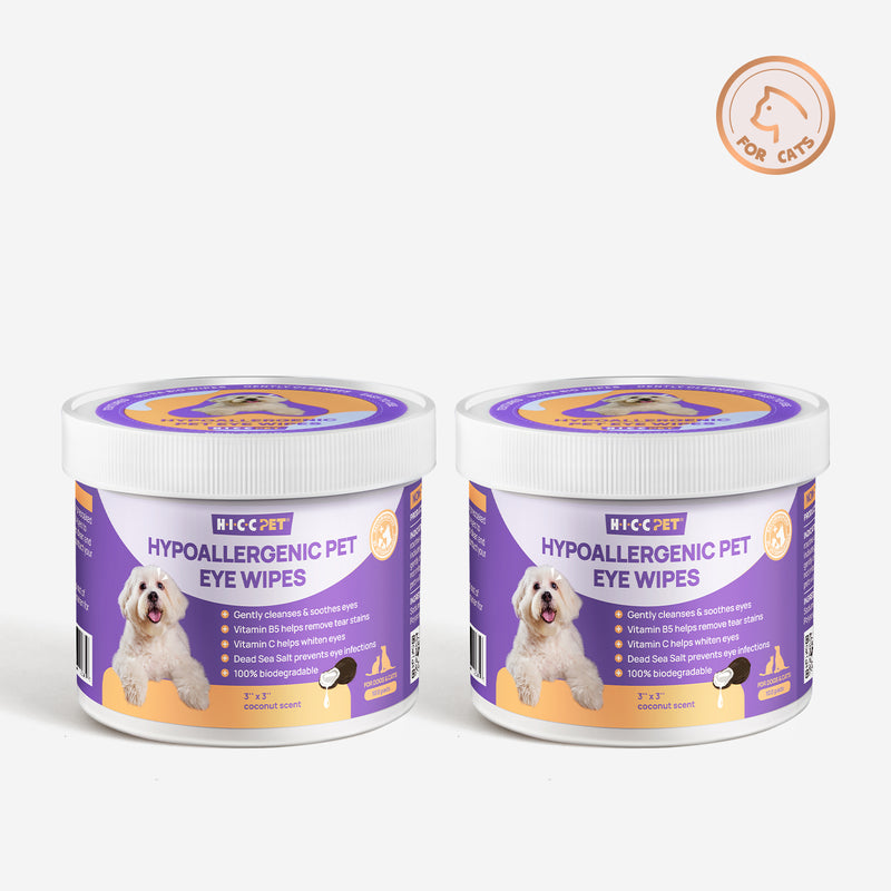 HICC Pet® Hypoallergenic Pet Eye Wipes For Cats, Bundle of 2