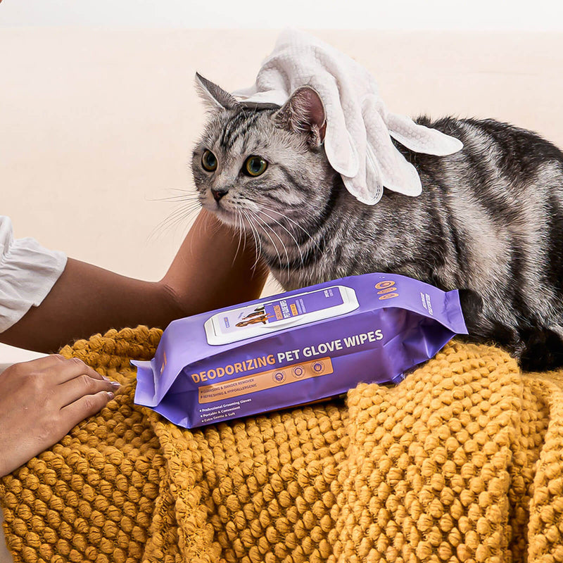 HICC Pet® Deodorizing Pet Glove Wipes For Cats