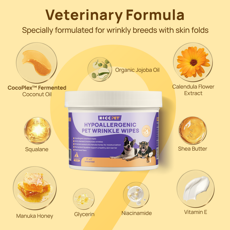 HICC™ Wrinkle Skinfold Care Wipes For Dogs