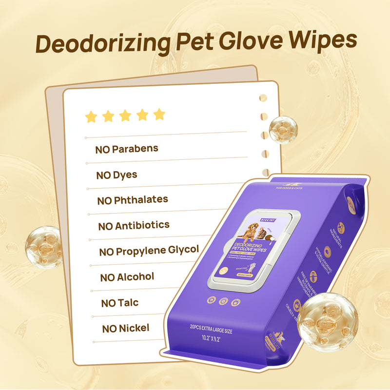 HICC Pet® Deodorizing Pet Glove Wipes For Cats
