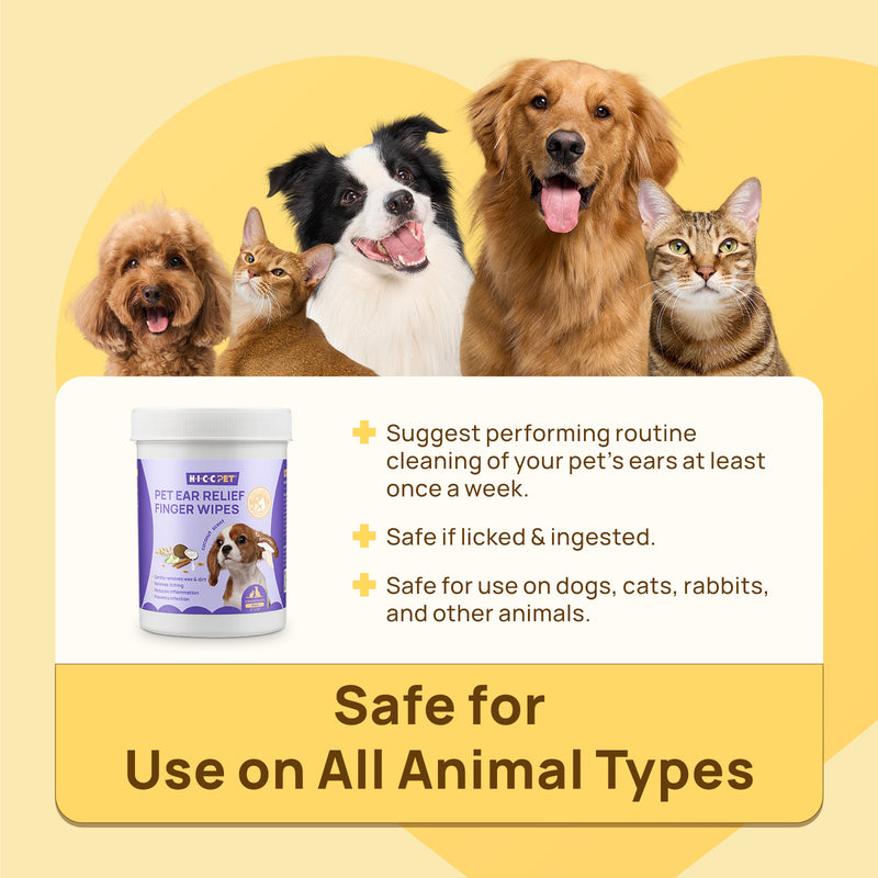 HICC Pet® Pet Ear Relief Finger Wipes For Dogs, Bundle of 2