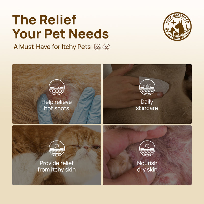 HICC Pet® Itch Relief Skin Soothing Wipes For Cats