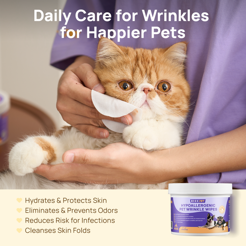 HICC Pet® Wrinkle Skinfold Care Wipes For Cats