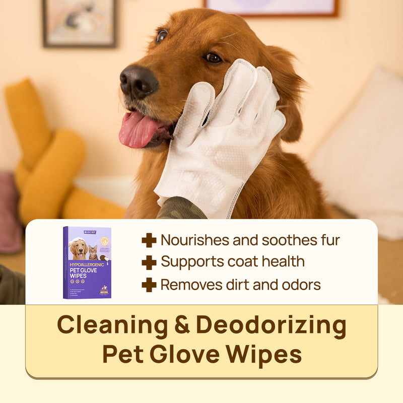 HICC Pet® Hypoallergenic Pet Glove Wipes For Dogs