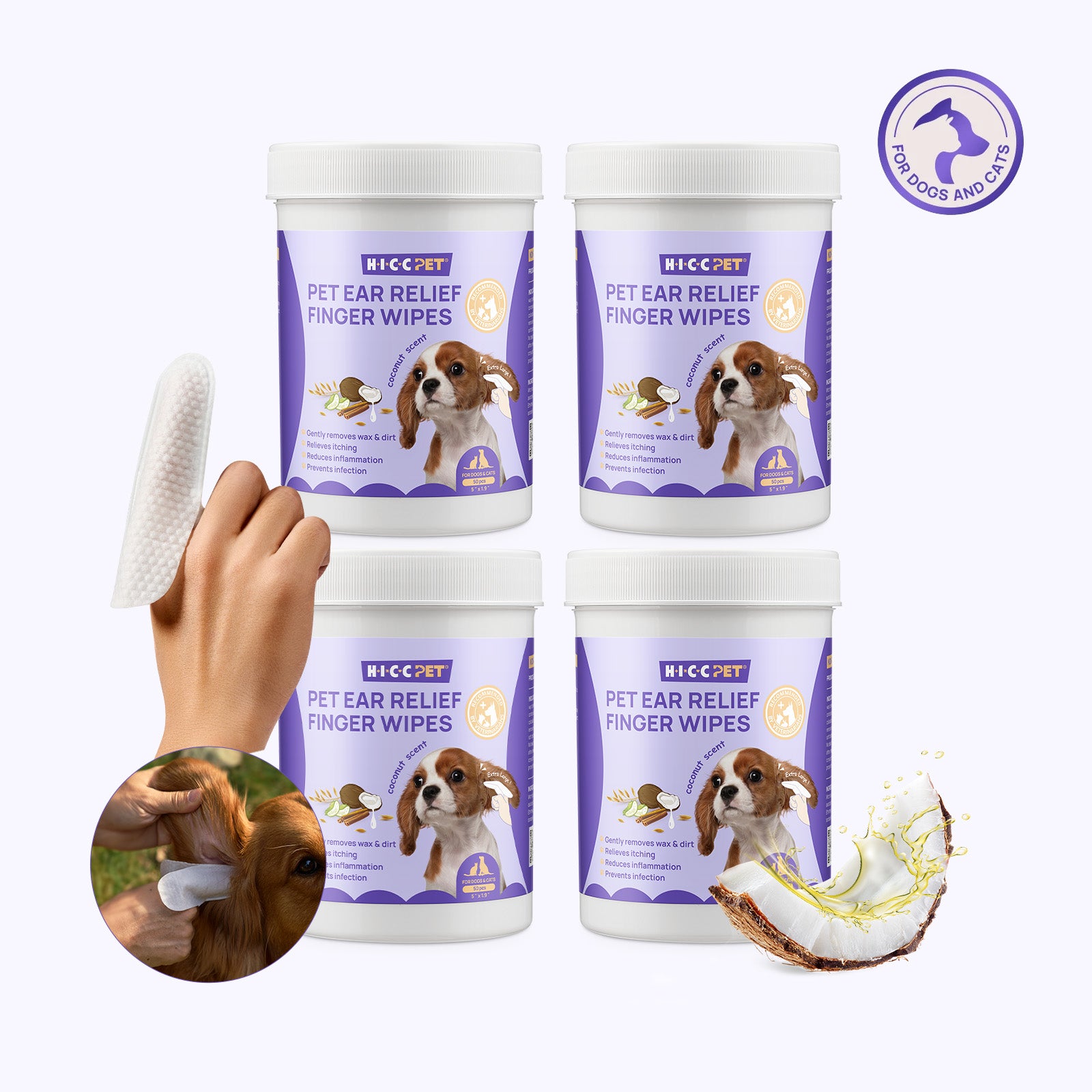 Gentle Ear Relief Finger Wipes For Dogs & Cats