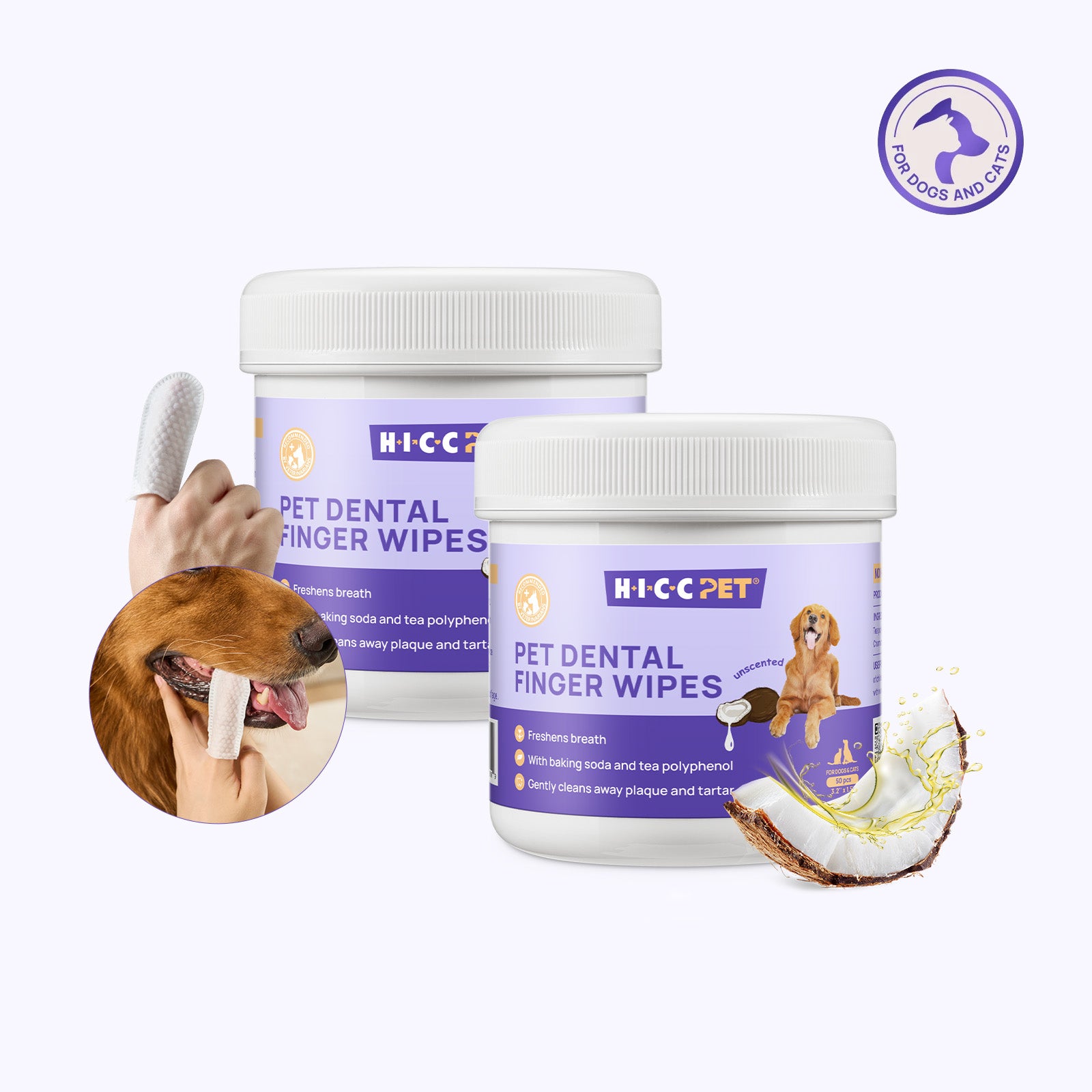 Pet Dental Finger Wipes for Dogs & Cats