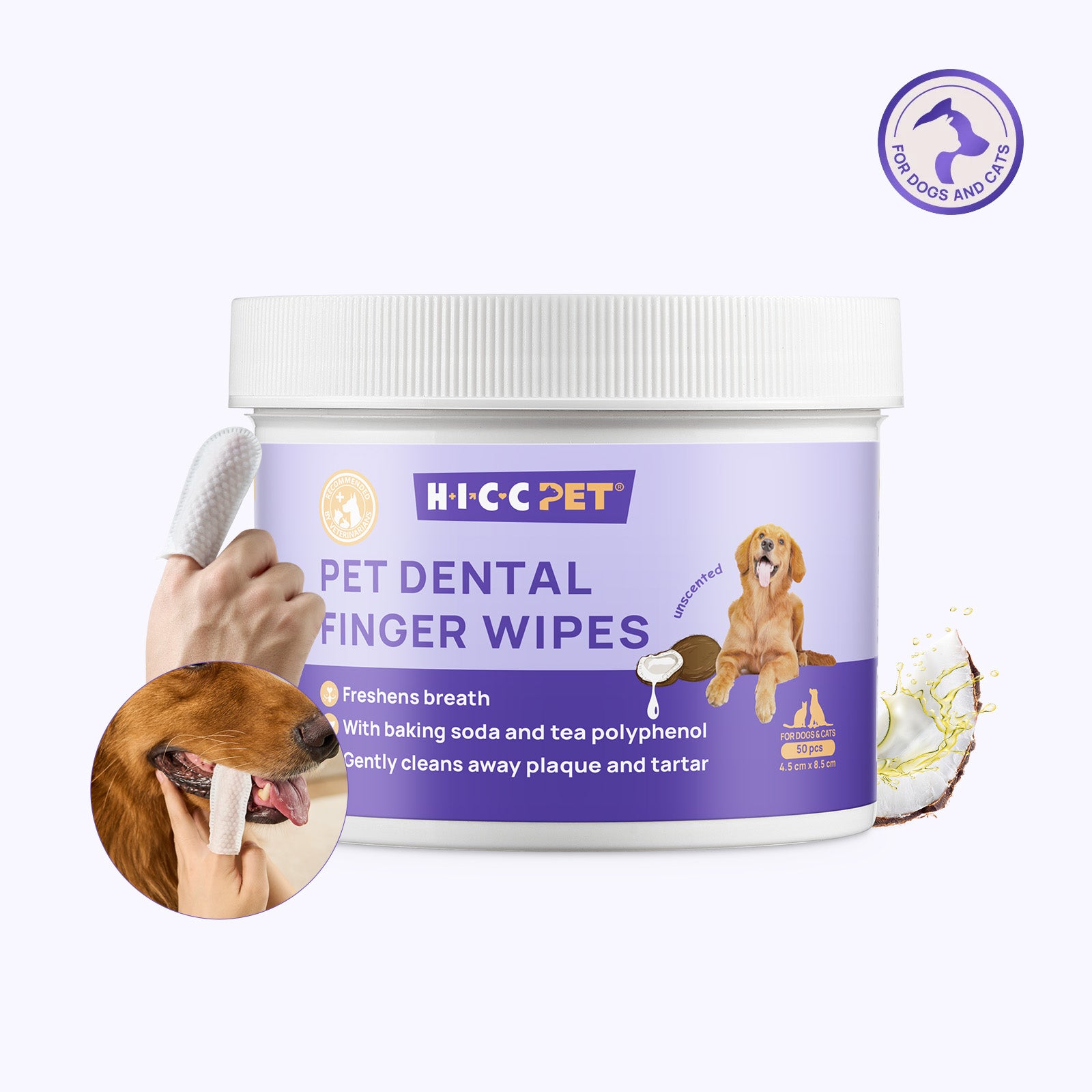 Dental Finger Wipes For Dogs & Cats, Large Size(L–XL Gloves)