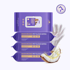 Deodorizing Glove Wipes for Dogs & Cats - Waterless Bath Alternative