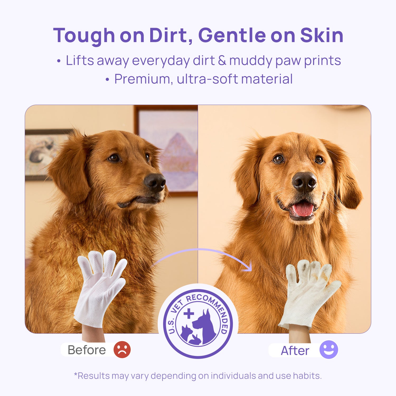 Hypoallergenic Pet Glove Wipes for Dogs & Cats