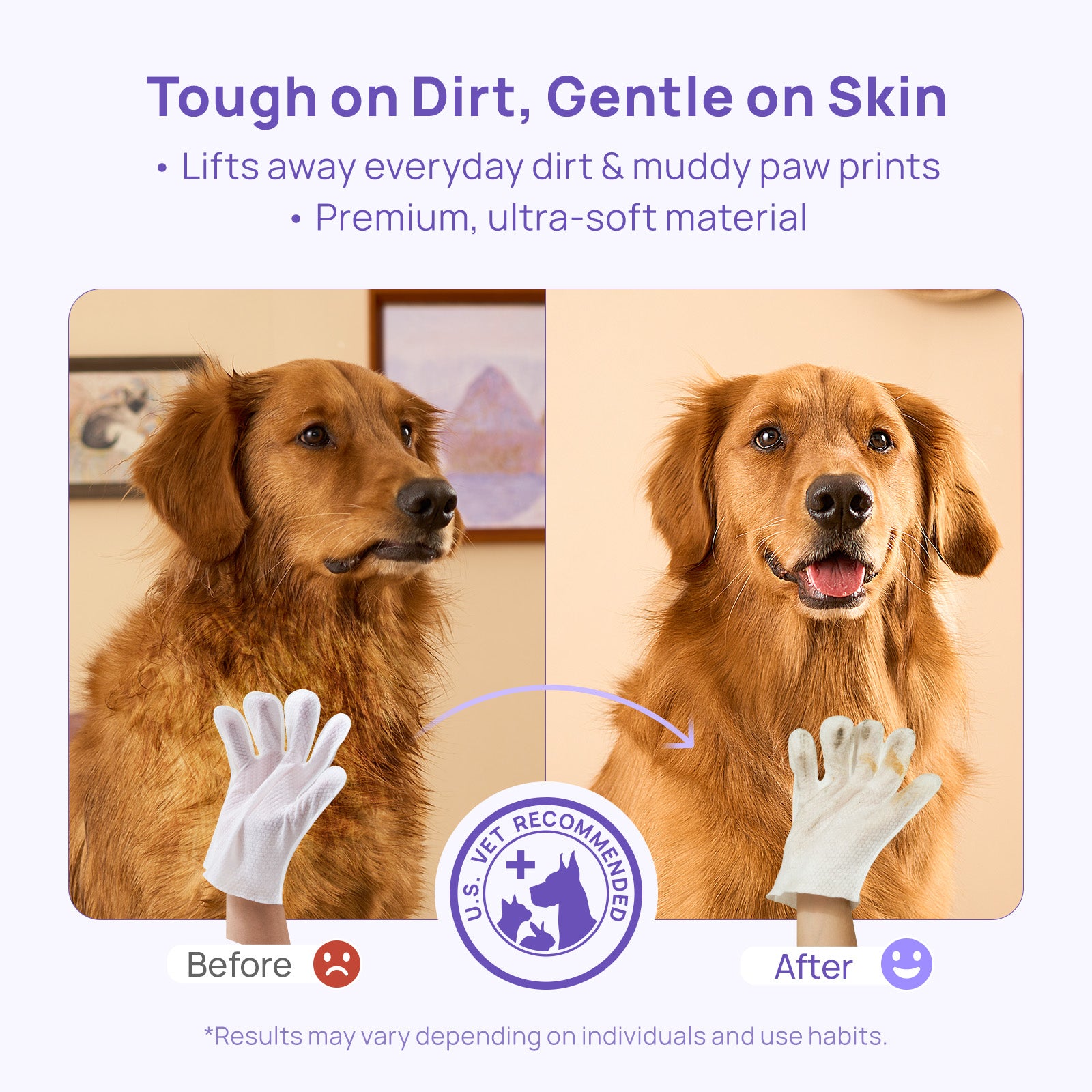 Hypoallergenic Pet Glove Wipes for Dogs & Cats