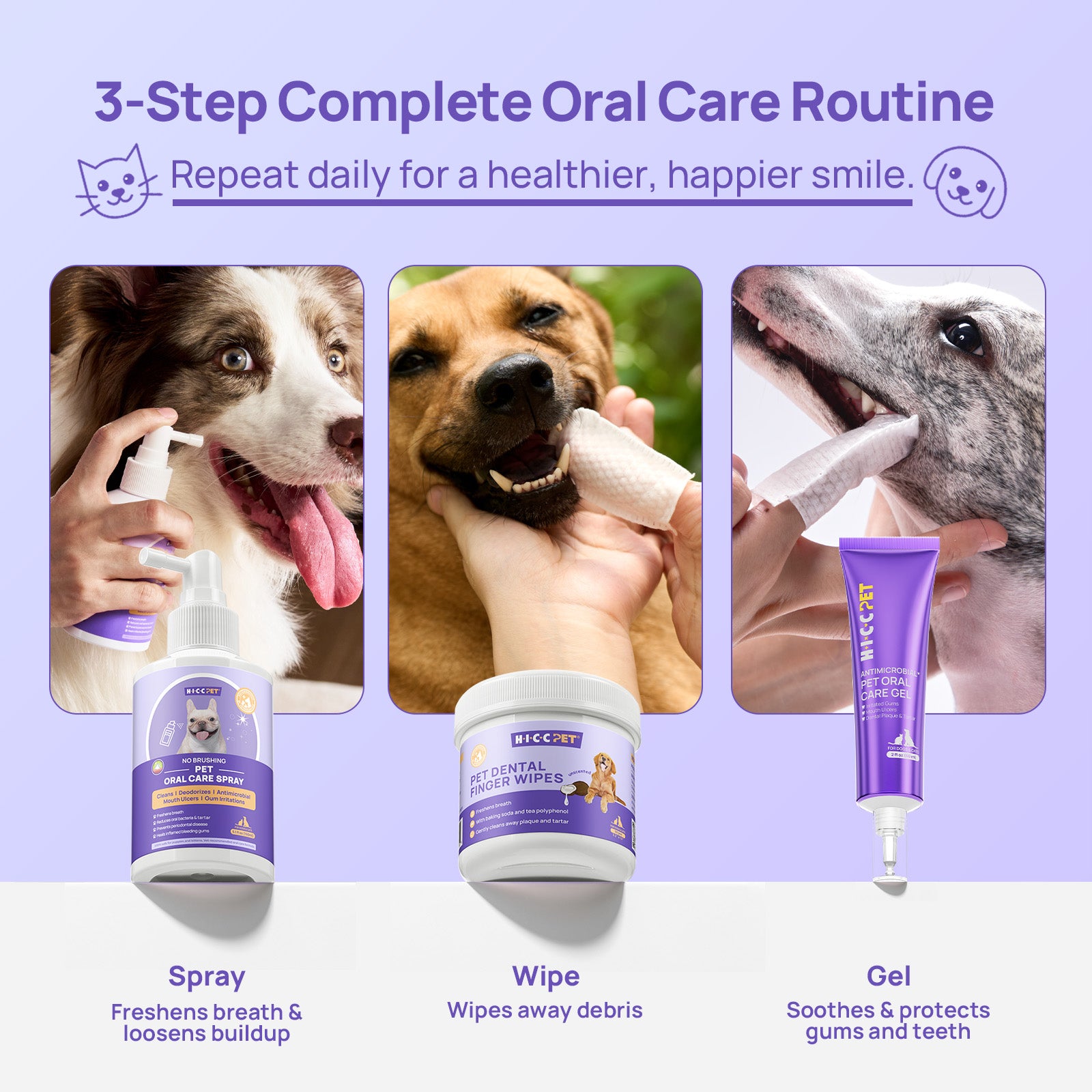 No-Brush Daily Oral Care & Breath Freshening Kit for Dogs & Cats
