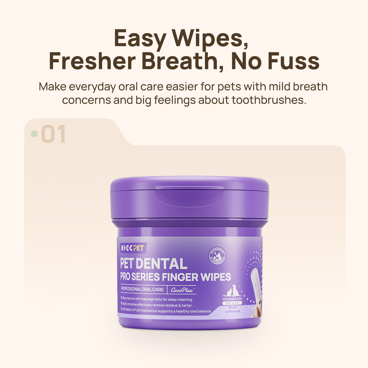Dental PRO Series Finger Wipes for Dogs & Cats