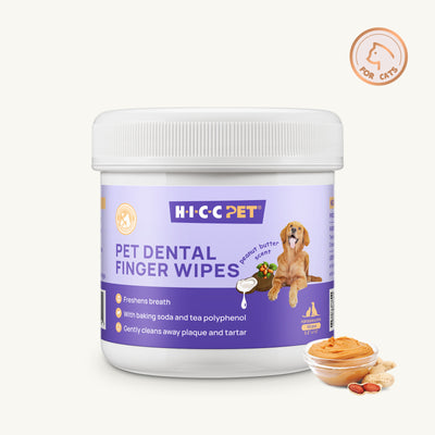 HICC Pet® Pet Dental Finger Wipes For Cats, Peanut Butter Flavor, 50 Pcs