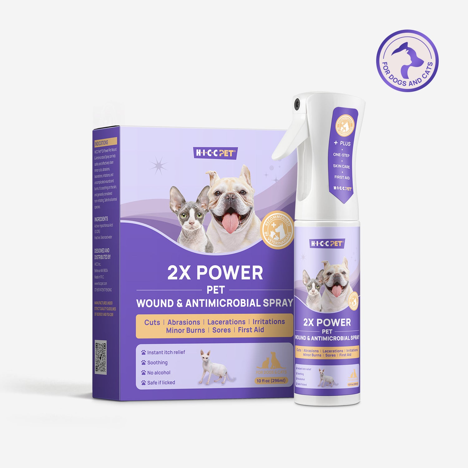 HICC Pet® 2X Power Pet Wound & Antimicrobial Spray For Dogs & Cats, 10.1 Fl Oz