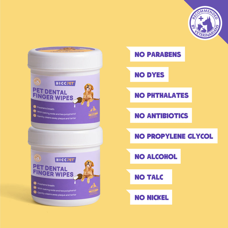 HICC Pet® Pet Dental Finger Wipes For Dogs, Bundle of 2
