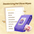 HICC Pet® Deodorizing Pet Glove Wipes For Cats, Damask Rose Scent, 20 Pcs