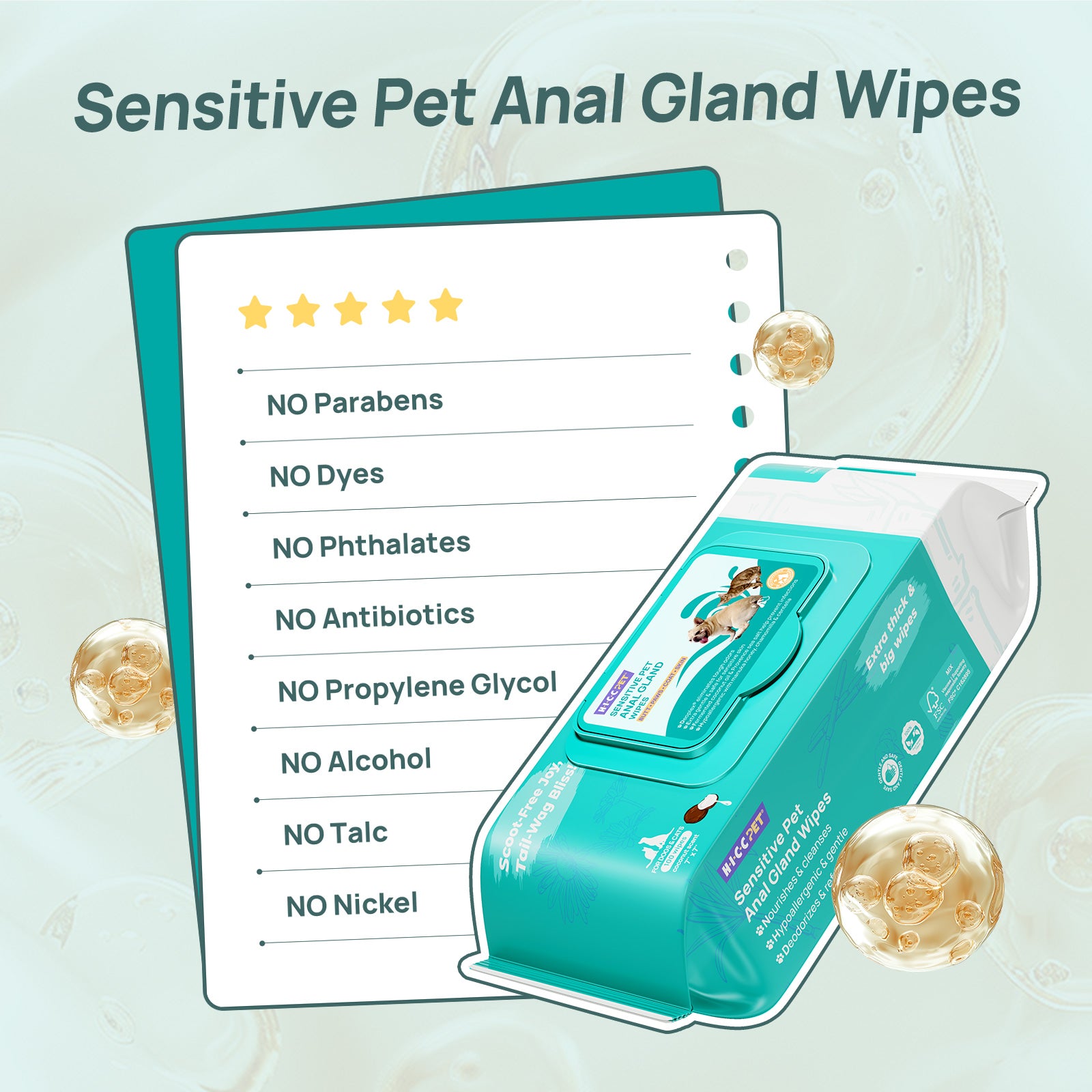 Portable Pet Anal Gland Wipes For Dogs & Cats
