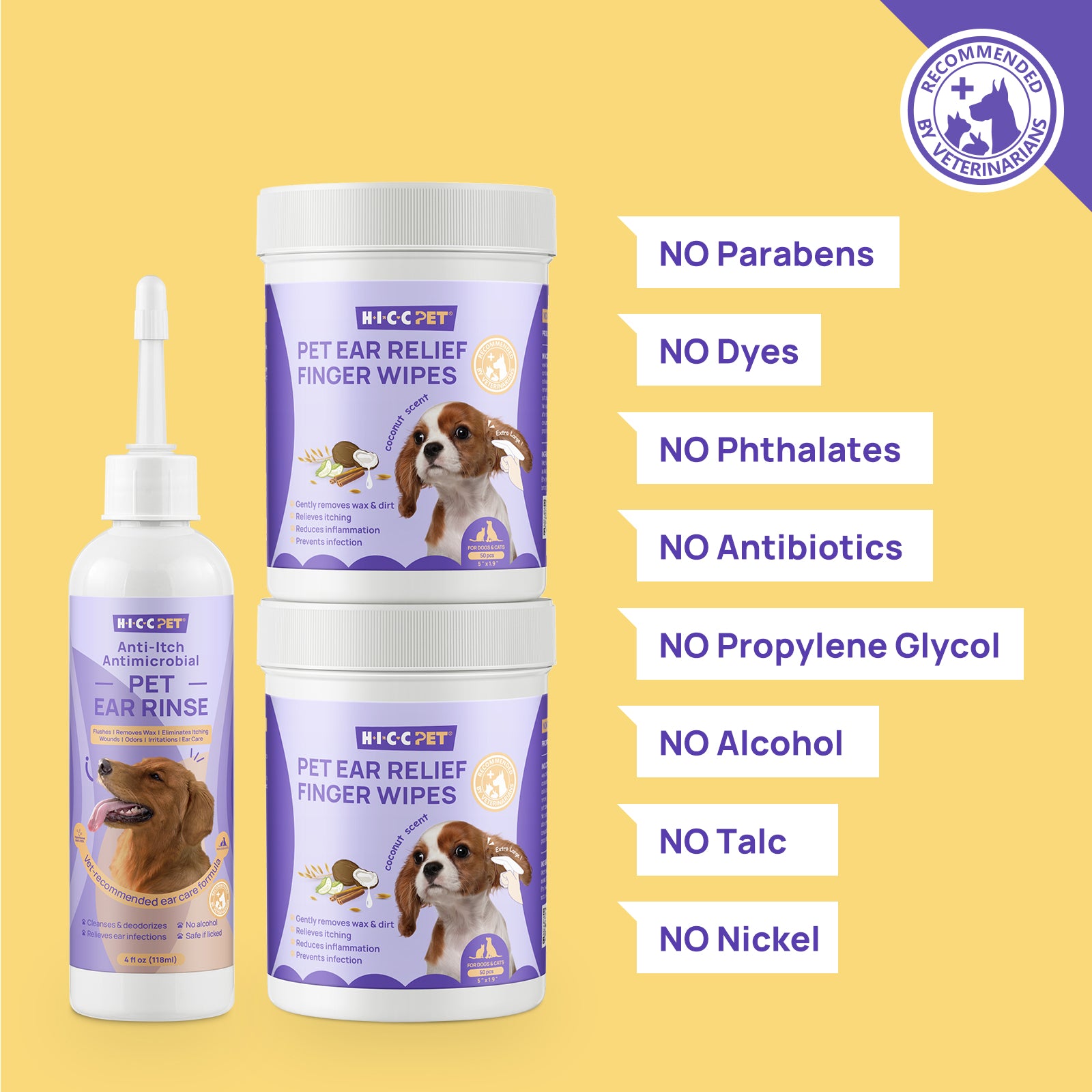 Complete Ear Care Kit for Dogs & Cats - Gentle Cleaning Solution