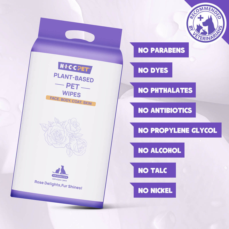 HICC Pet® Plant-Based Pet Wipes For Cats, Bundle of 4