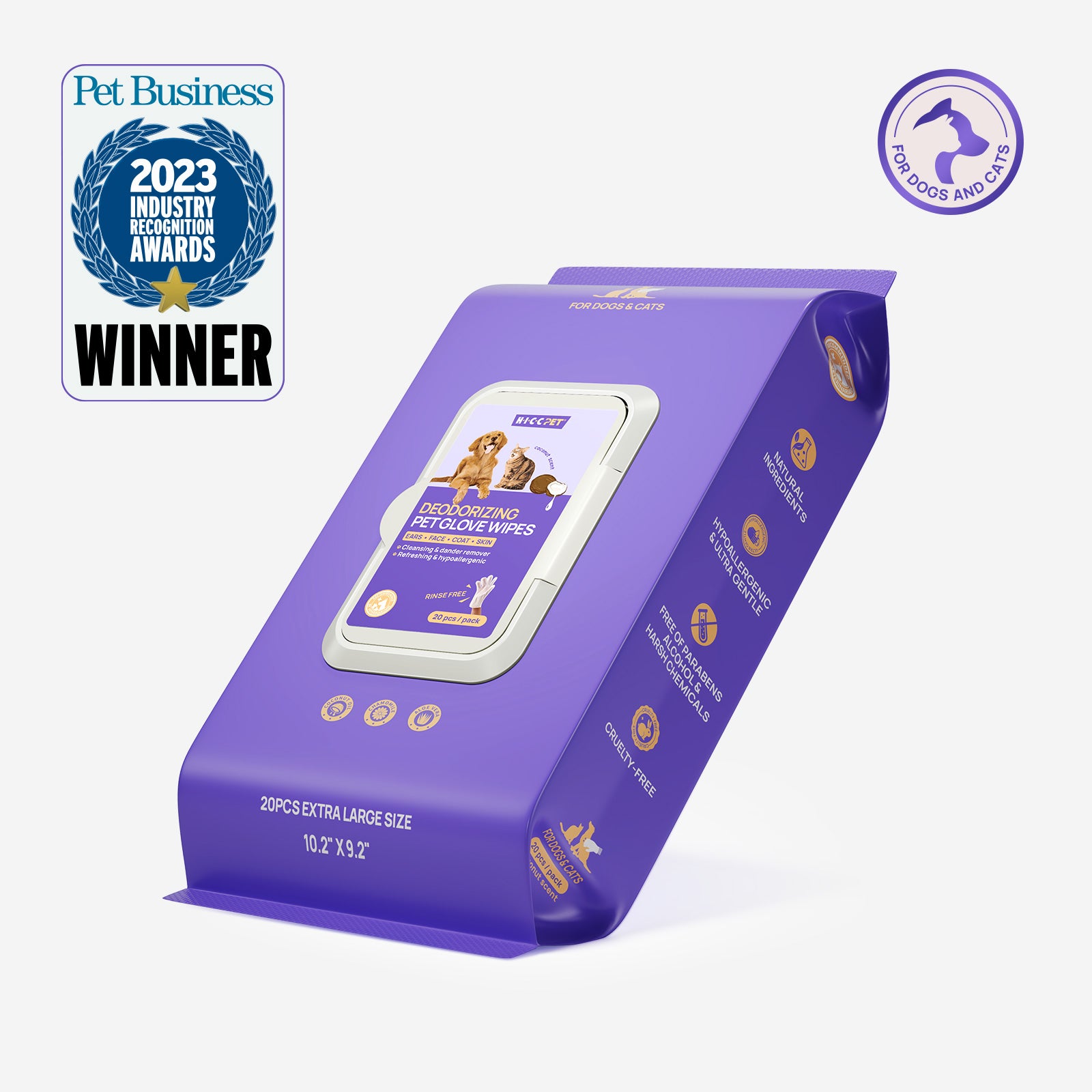 pet grooming glove wipes 20 pieces per pack unscented