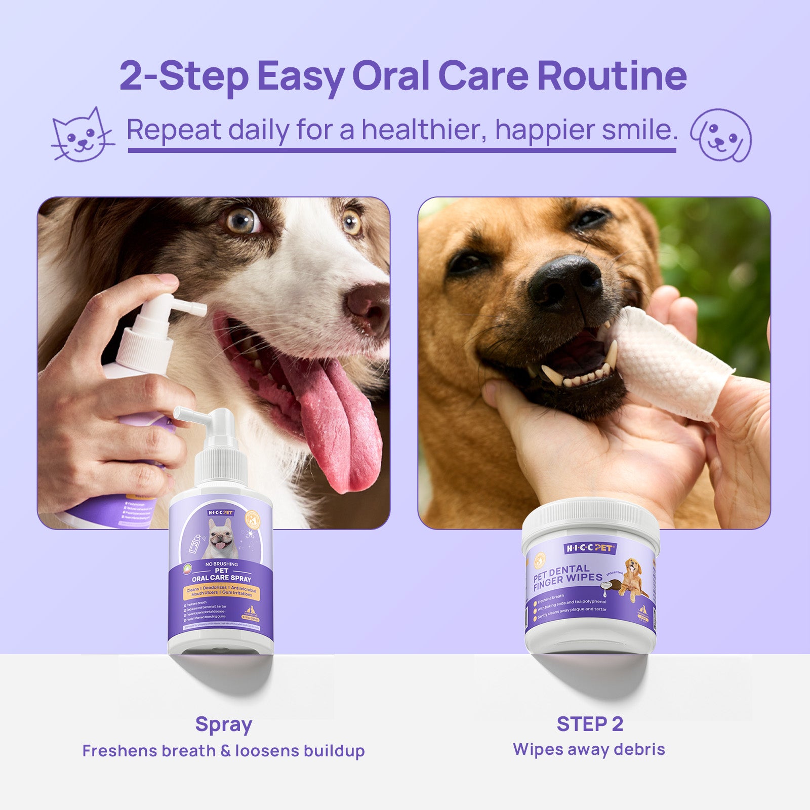 No-Brush Daily Oral Care & Breath Freshening Kit for Dogs & Cats