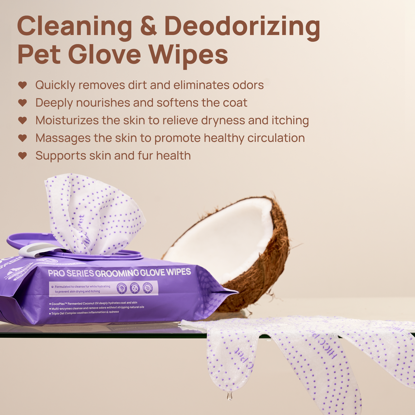 Grooming Glove Wipes PRO Series for Dogs & Cats