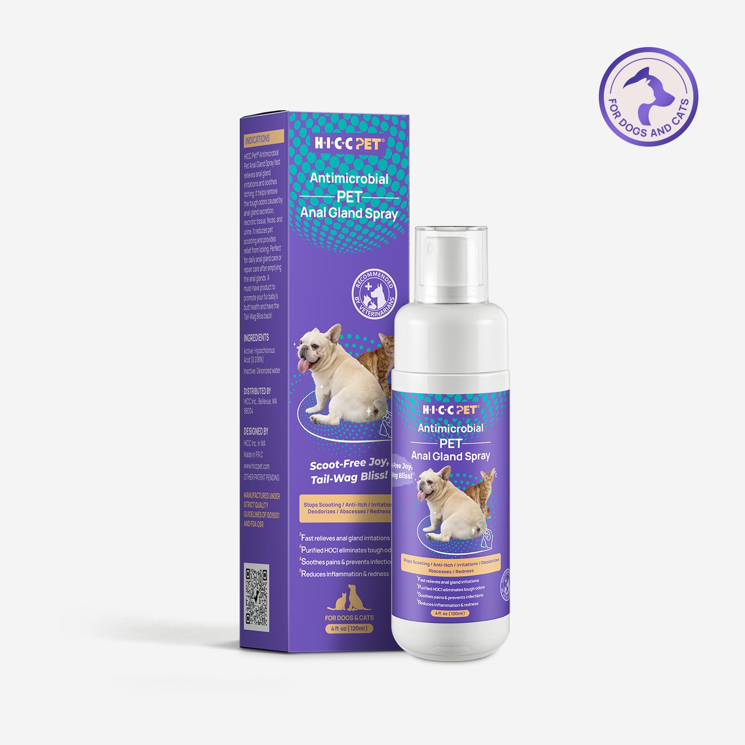 HICC Pet® Antimicrobial Pet Anal Gland Spray For Dogs & Cats