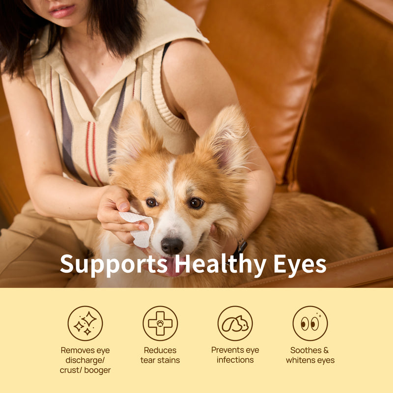 HICC Pet® Hypoallergenic Pet Eye Wipes For Dogs, Bundle of 2
