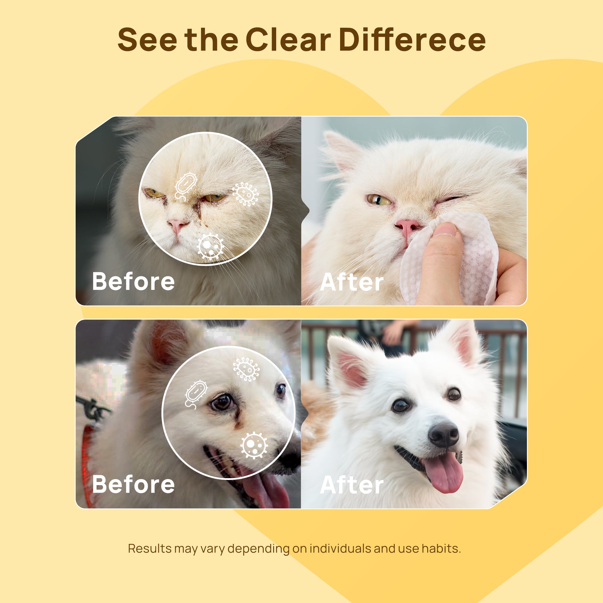 Hypoallergenic Pet Eye Wipes for Dogs & Cats