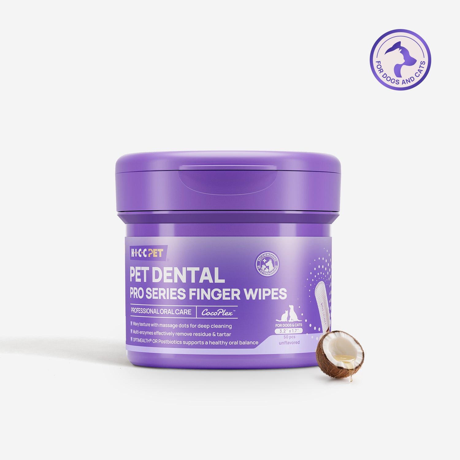 HICC Pet® Pet Dental PRO Series Finger Wipes for Dogs & Cats