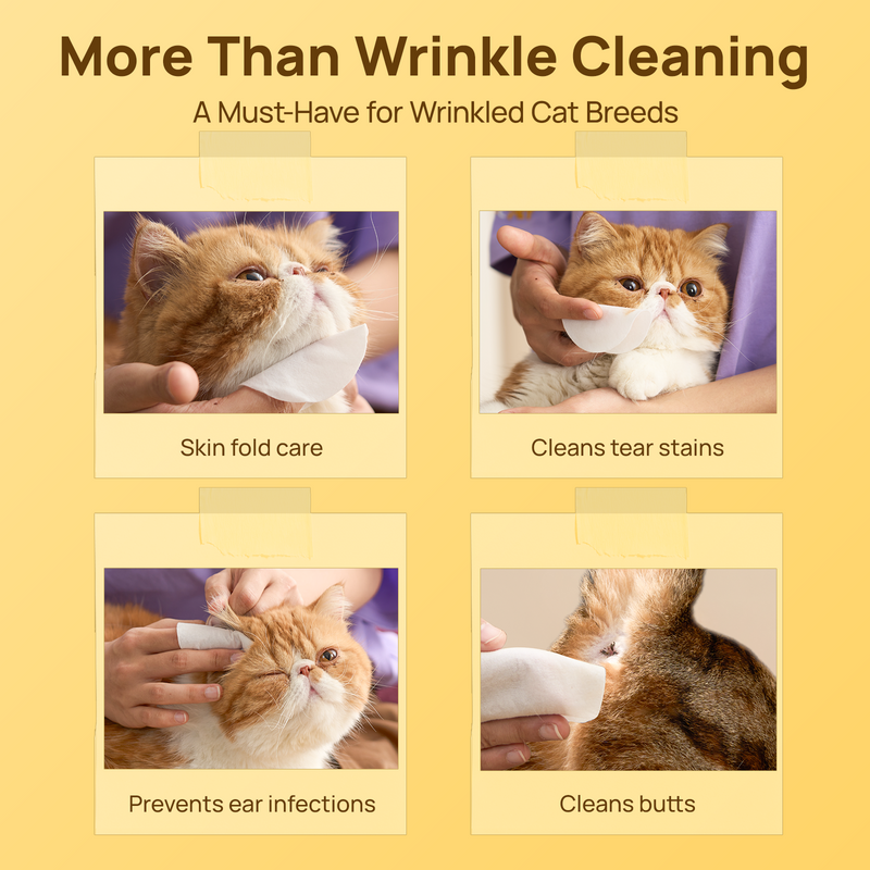 HICC Pet® Wrinkle Skinfold Care Wipes For Cats