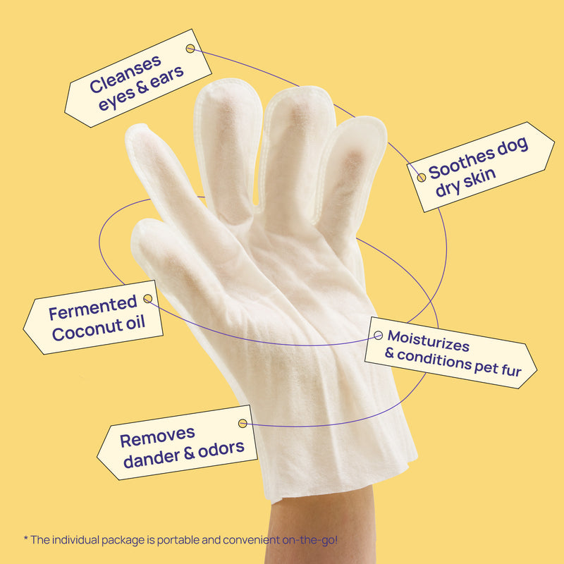 HICC Pet® Hypoallergenic Pet Glove Wipes For Dogs