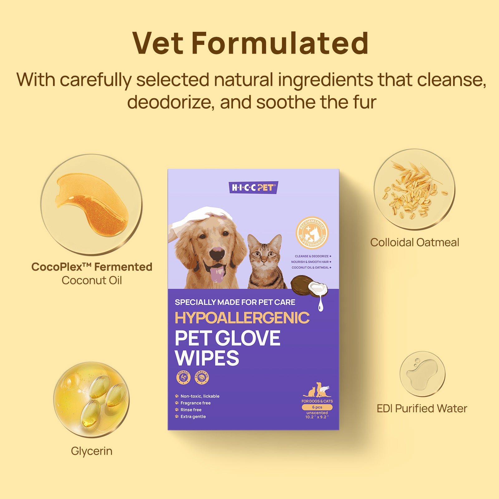 Hypoallergenic Pet Glove Wipes for Dogs & Cats