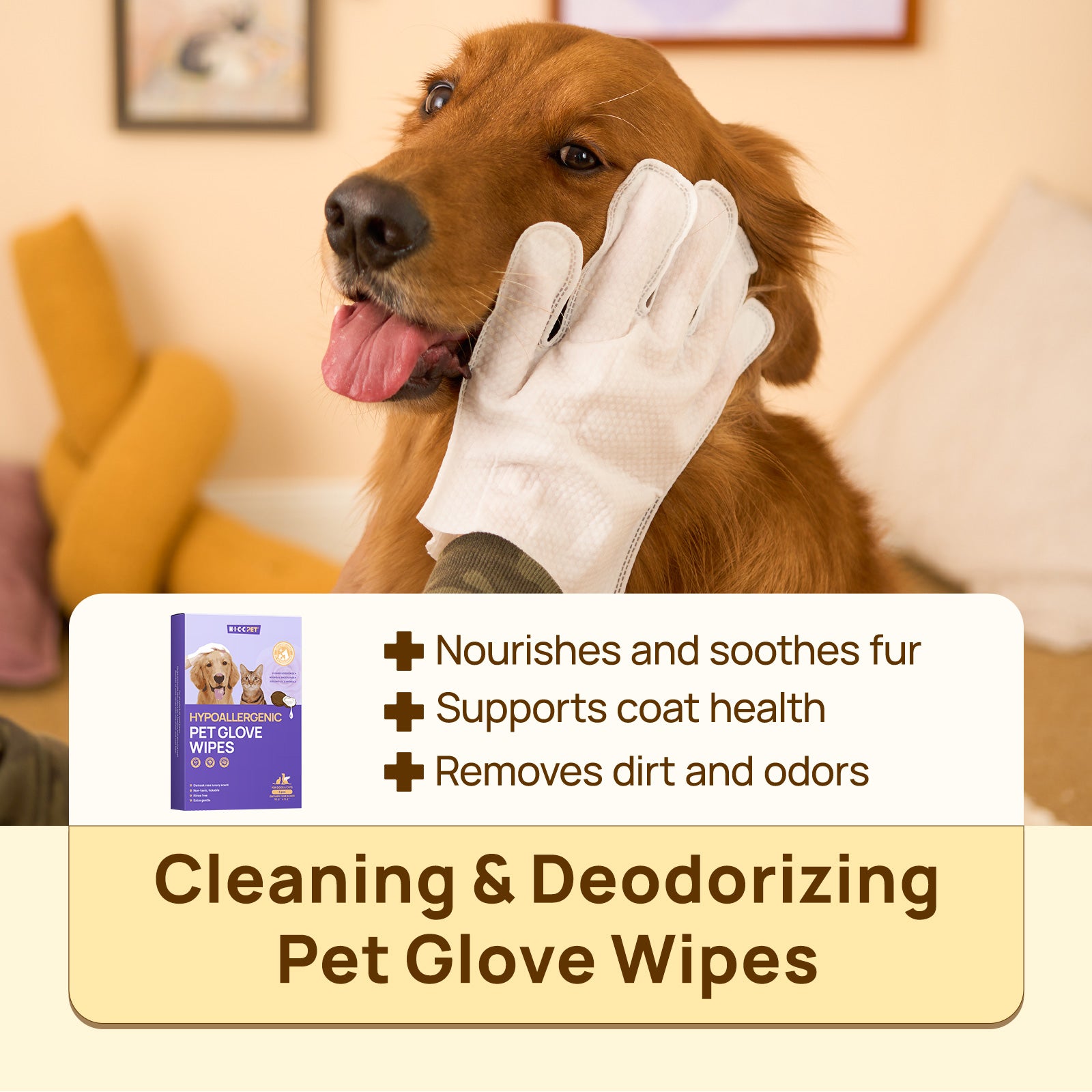 Hypoallergenic Pet Glove Wipes for Dogs & Cats
