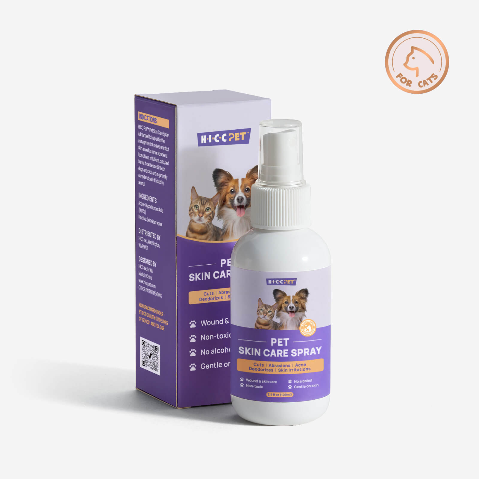 HICC Pet® Pet Skin Care Spray For Cats, 3.4 Fl Oz