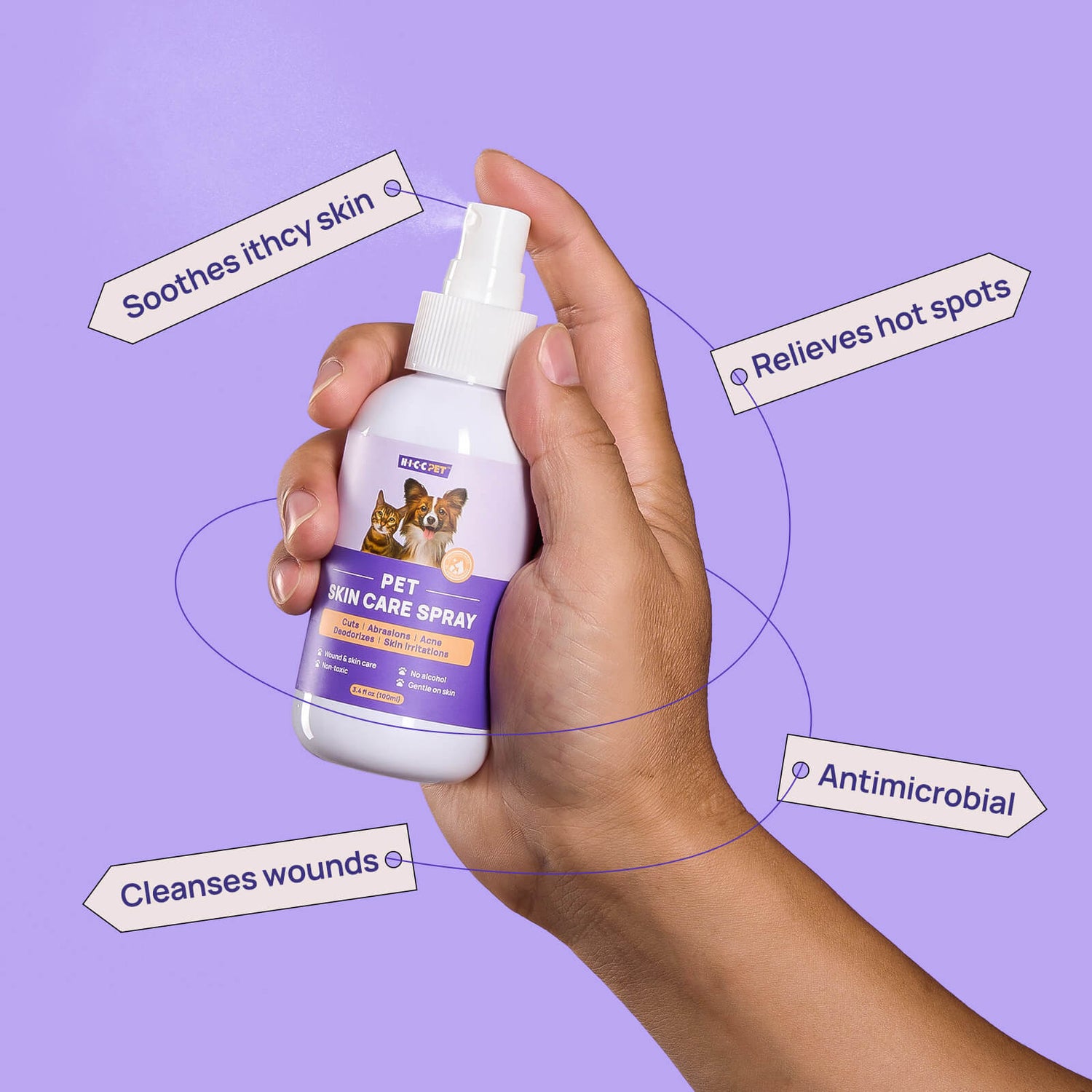 HICC Pet® Pet Skin Care Spray For Dogs, 3.4 Fl Oz