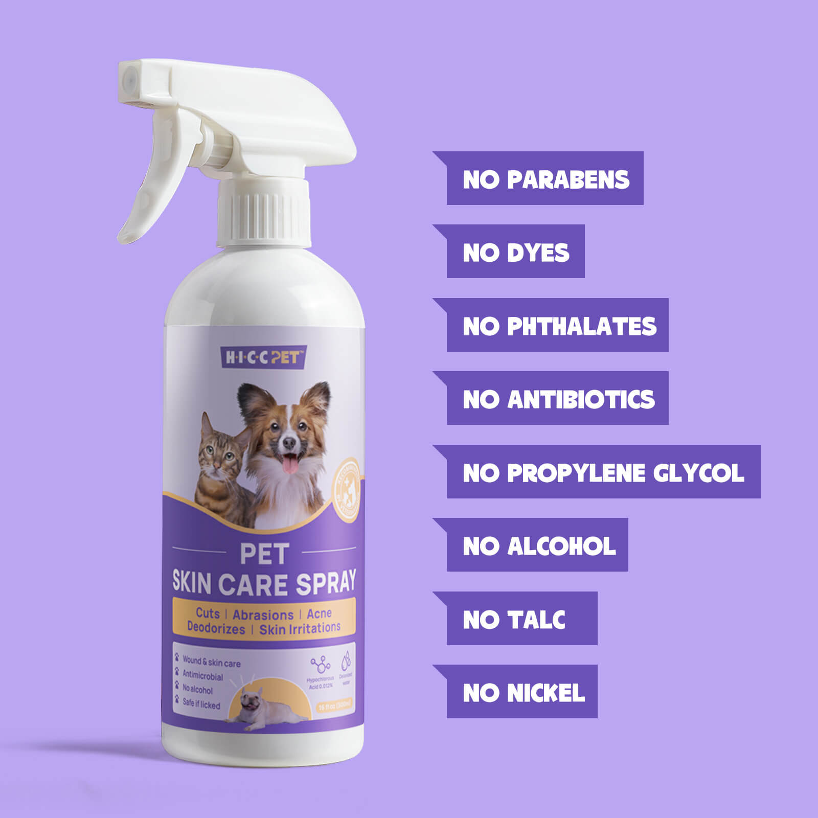 Dog Skin Care Spray for Wounds and Itch Relief 16 Fl Oz | HICC Pet™