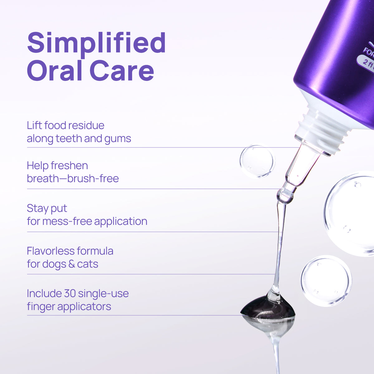 Simplified oral care: HICC PET oral care gel benefits - antimicrobial, brush-free, plaque removal, gum soothing and fresh breath