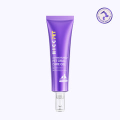 HICC PET antimicrobial pet oral care gel, 60ml purple tube on white background - relieves gum inflammation and mouth ulcers, removes plaque and tartar for dogs and cats