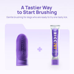 A tastier way to start brushing: HICC PET silicone finger toothbrush with beef and pumpkin dog toothpaste - a gentle starter kit for hesitant dogs