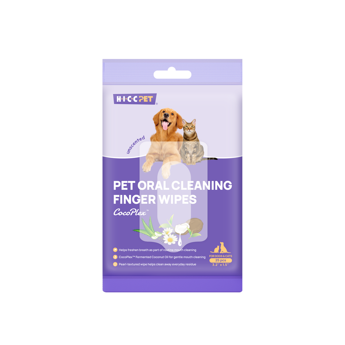 🎁 Pet Dental Finger Wipes for Dogs & Cats, Unscented, Sample Pack (25 Wipes) (100% off)