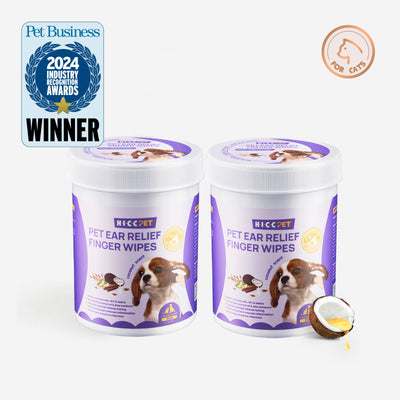 HICC Pet® Pet Ear Relief Finger Wipes For Cats, Coconut Scent, Set of 2