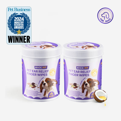 HICC Pet® Pet Ear Relief Finger Wipes For Dogs, Coconut Scent, 50 Pcs, Set of 2